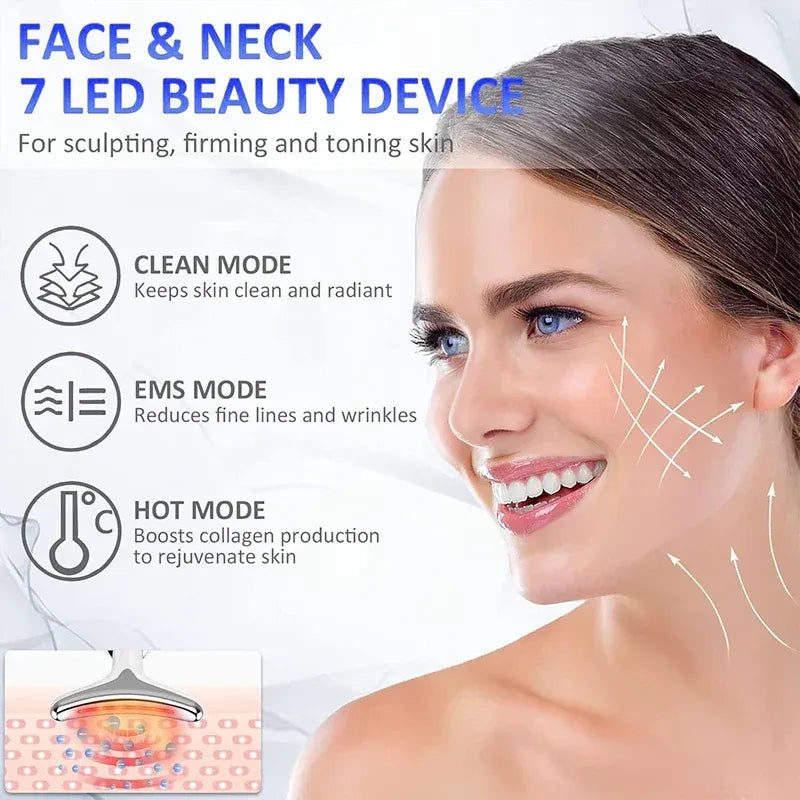 🏆Save 50% EMS 7-Color LED Face & Neck Lifting Massager | Firms, Tightens & Lifts Skin – Portable Anti-Aging Beauty Device