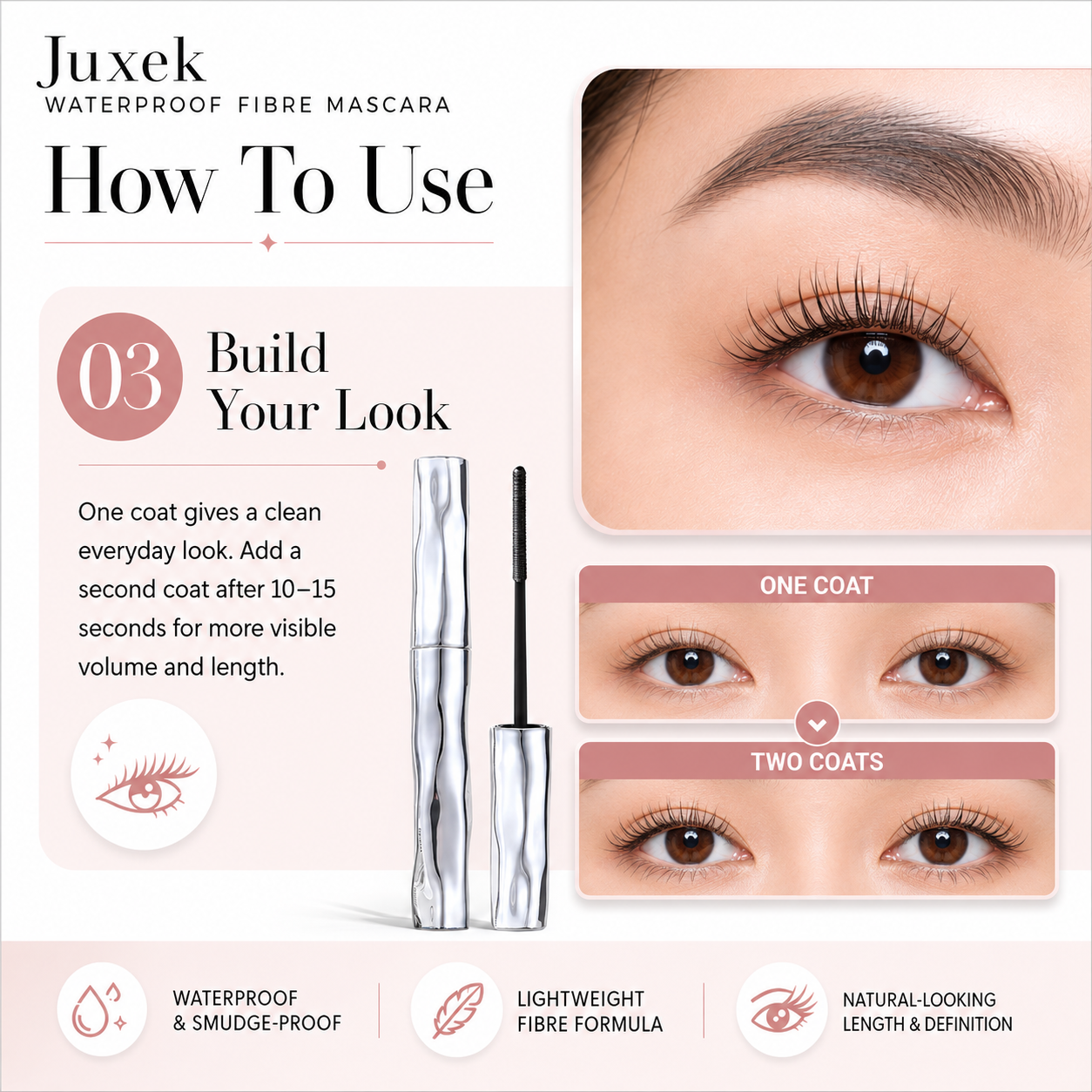 Juxek Waterproof Fibre Mascara Step 3 Build your look