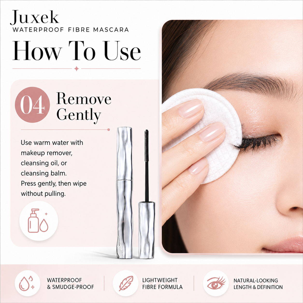Juxek Waterproof Fibre Mascara Step 4 Remove gently