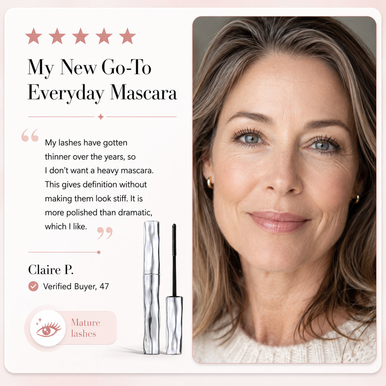 Juxek Waterproof Fibre Mascara Claire review mature lashes