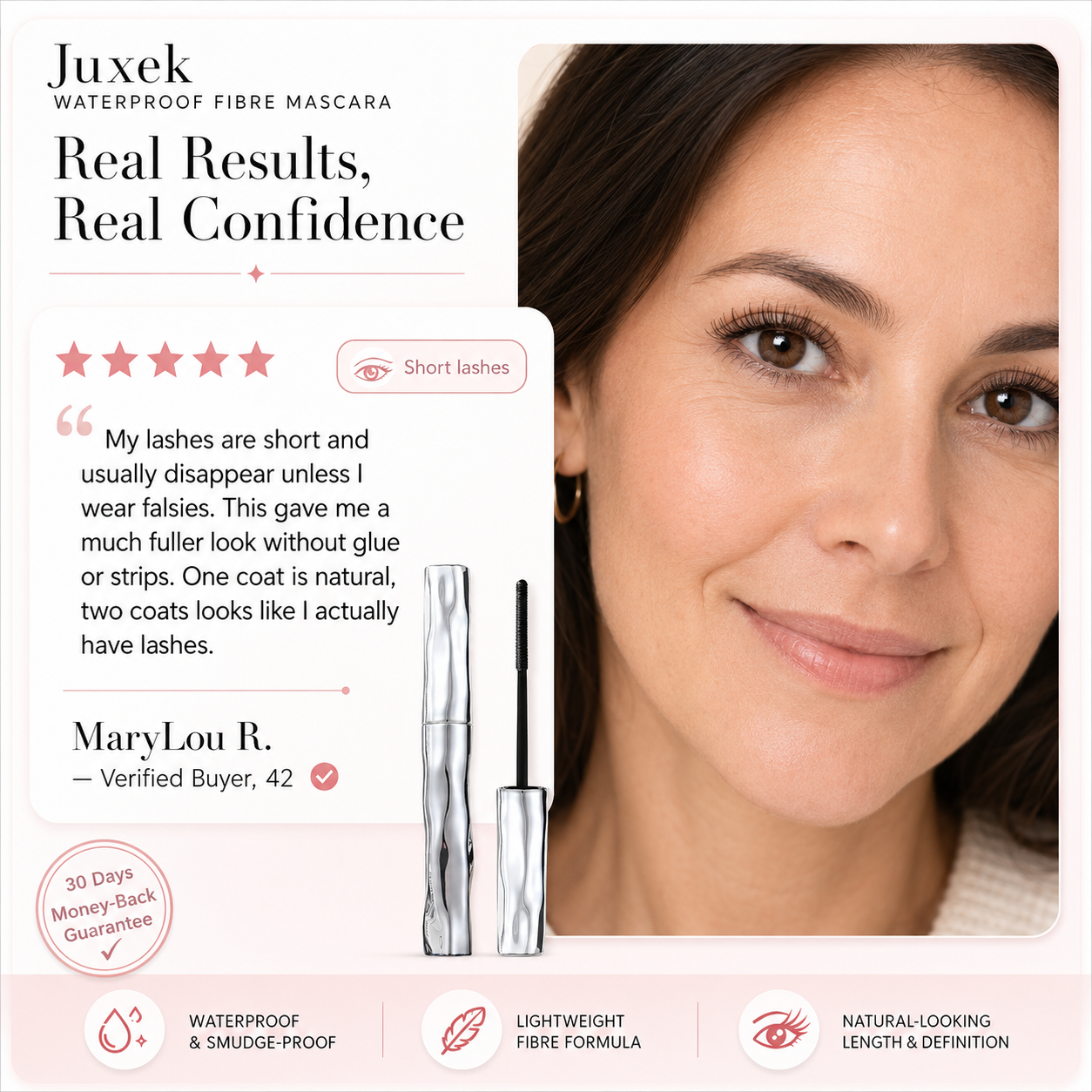 Juxek Waterproof Fibre Mascara MaryLou review for short lashes